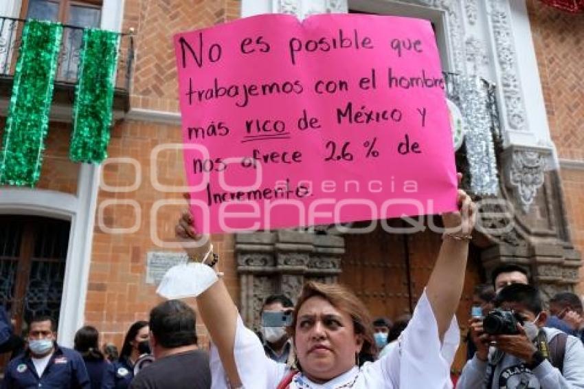 TLAXCALA . MANIFESTACIÓN TRABAJADORES