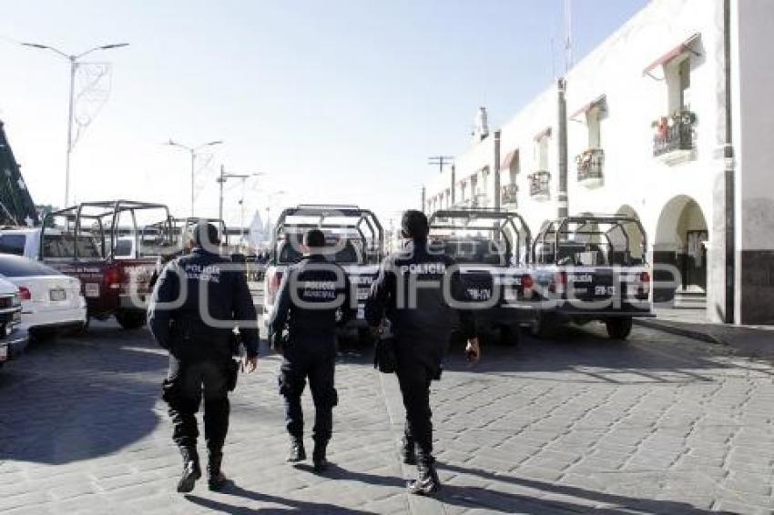 HUEJOTZINGO . MANIFESTACIÓN POLICÍAS