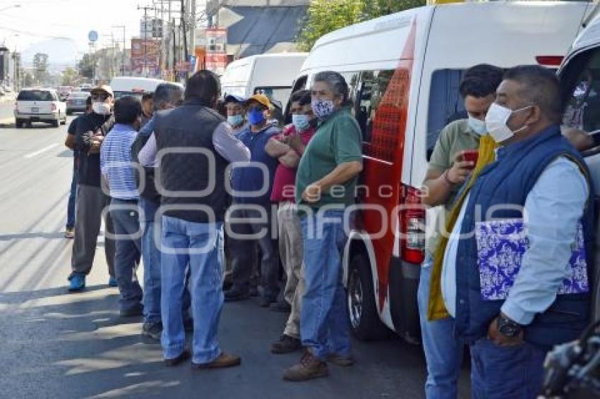 TLAXCALA . PROTESTA TRANSPORTISTAS