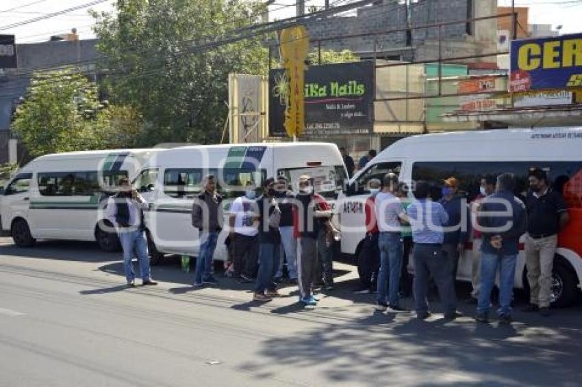 TLAXCALA . PROTESTA TRANSPORTISTAS