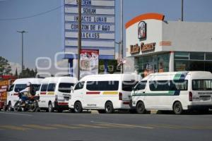 TLAXCALA . PROTESTA TRANSPORTISTAS