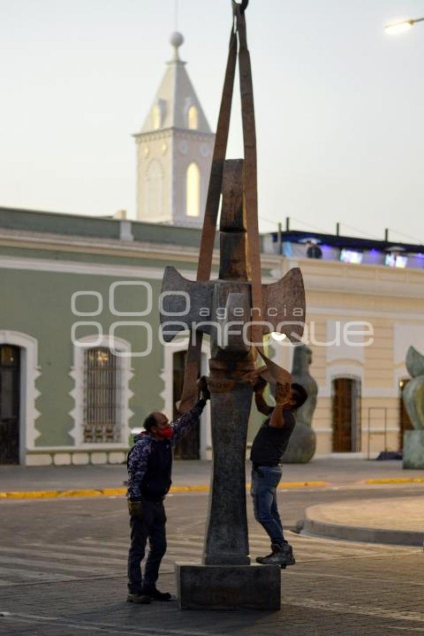 TLAXCALA . TRASLADO ESCULTURAS