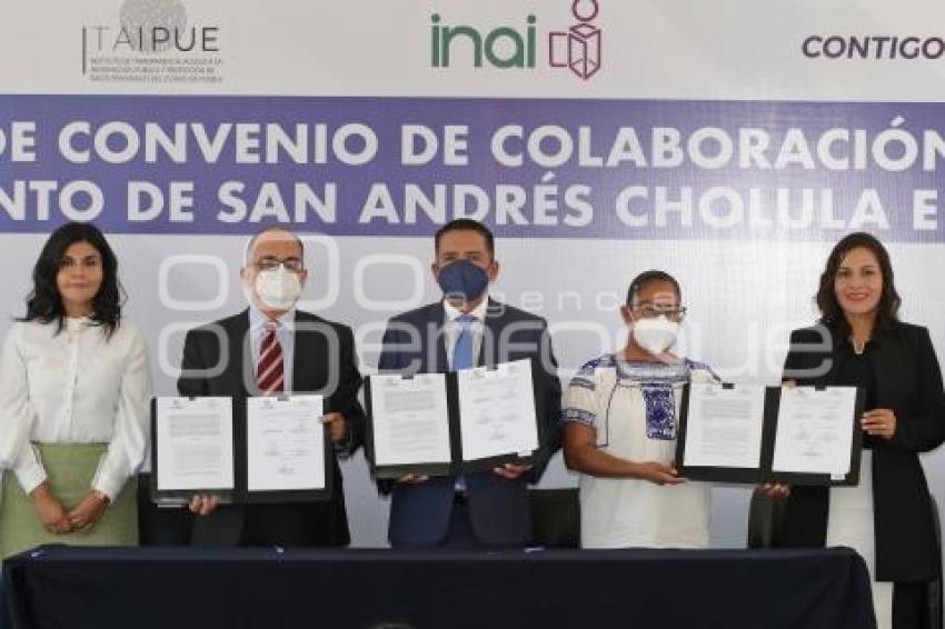 SAN ANDRÉS CHOLULA . FIRMA DE CONVENIO