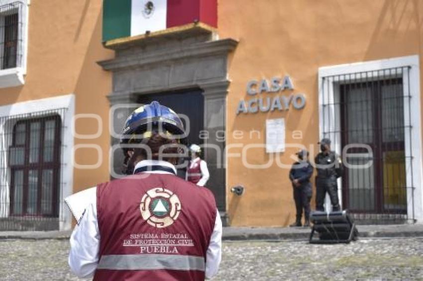 SIMULACRO DE SISMO . CASA AGUAYO