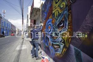 MURAL LUCHADOR AZTECA