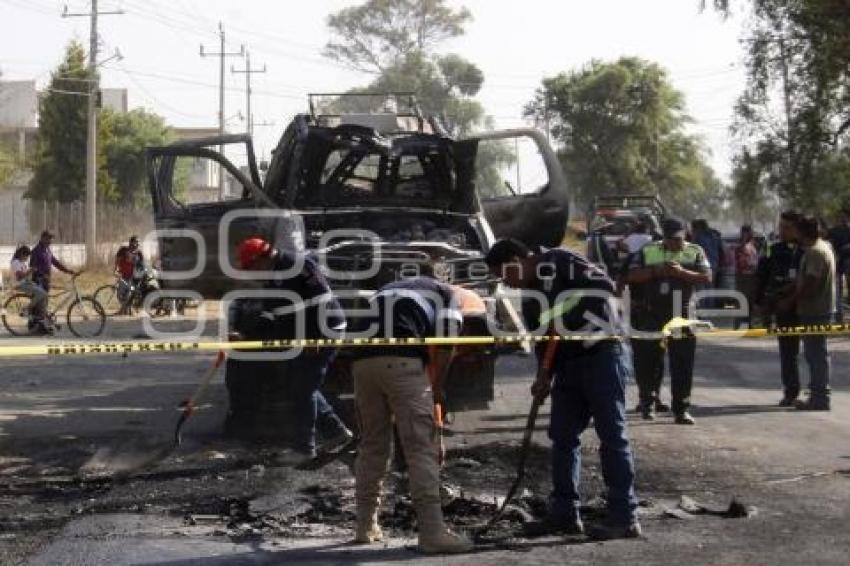 HUEJOTZINGO . EXPLOSIÓN DE CAMIONETA