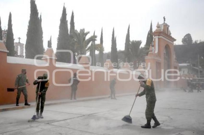 VOLCÁN POPOCATÉPETL . EJÉRCITO . LIMPIEZA