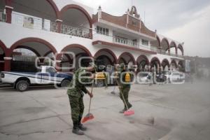 VOLCÁN POPOCATÉPETL . EJÉRCITO . LIMPIEZA