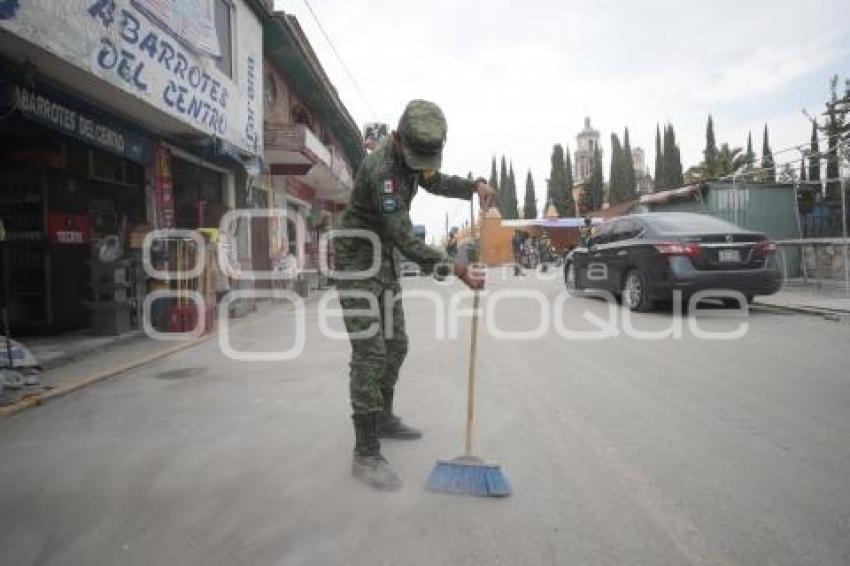 VOLCÁN POPOCATÉPETL . EJÉRCITO . LIMPIEZA