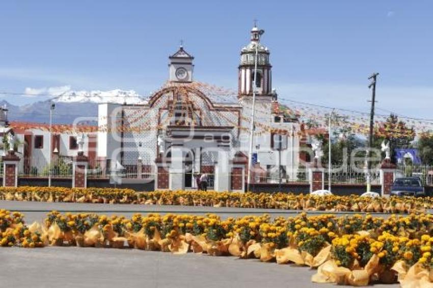HUEJOTZINGO . TAPETE DÍA DE MUERTOS