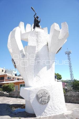 TLAXCALA . DAÑO ESTATUA DE XICOHTÉNCATL