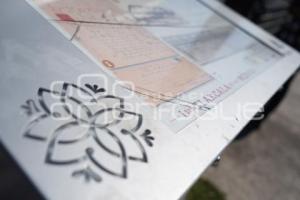 TLAXCALA . PLACAS VANDALIZADAS