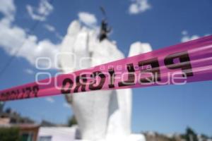 TLAXCALA . DAÑOS ESCULTURA XICOHTÉNCATL