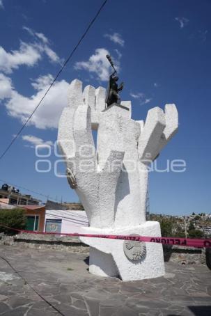 TLAXCALA . DAÑOS ESCULTURA XICOHTÉNCATL